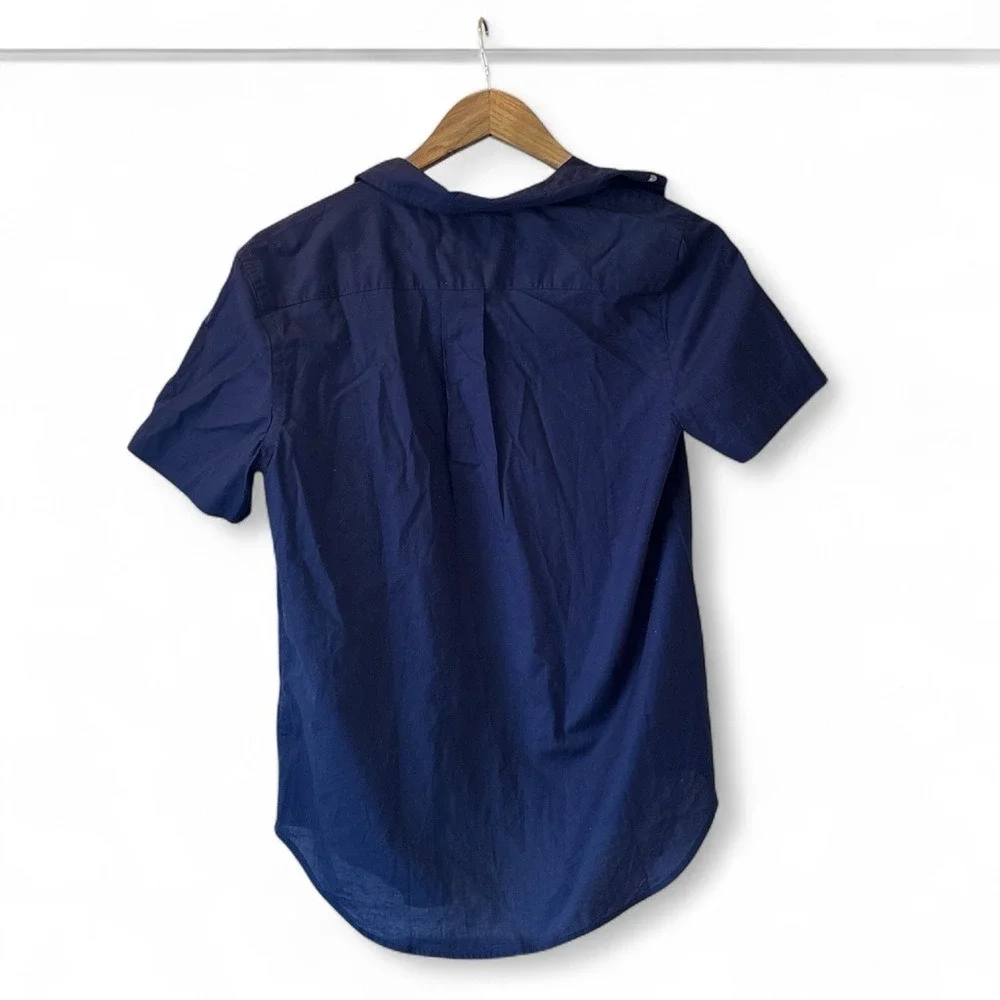 Ralph Lauren Button Down Shirt Kids L 14-16 Navy Blue Short Sleeve Cotton Preppy